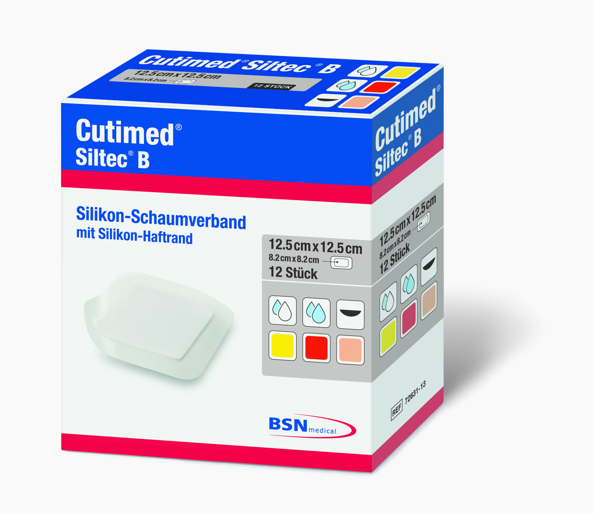 Cutimed Siltec B Schaumverband 10 X 10 Cm - 12 Stück